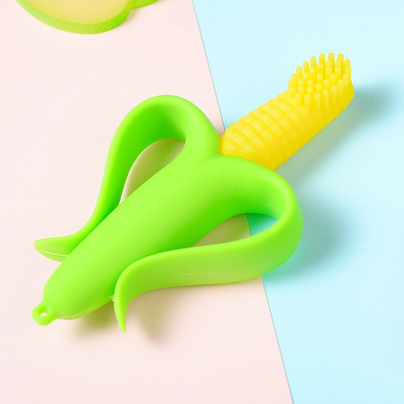 Baby Silicone Training Toothbrush BPA Free Corn Shape Safe Toddle Teether Chew Toys Teething Ring Gift For Infant Baby Chewing