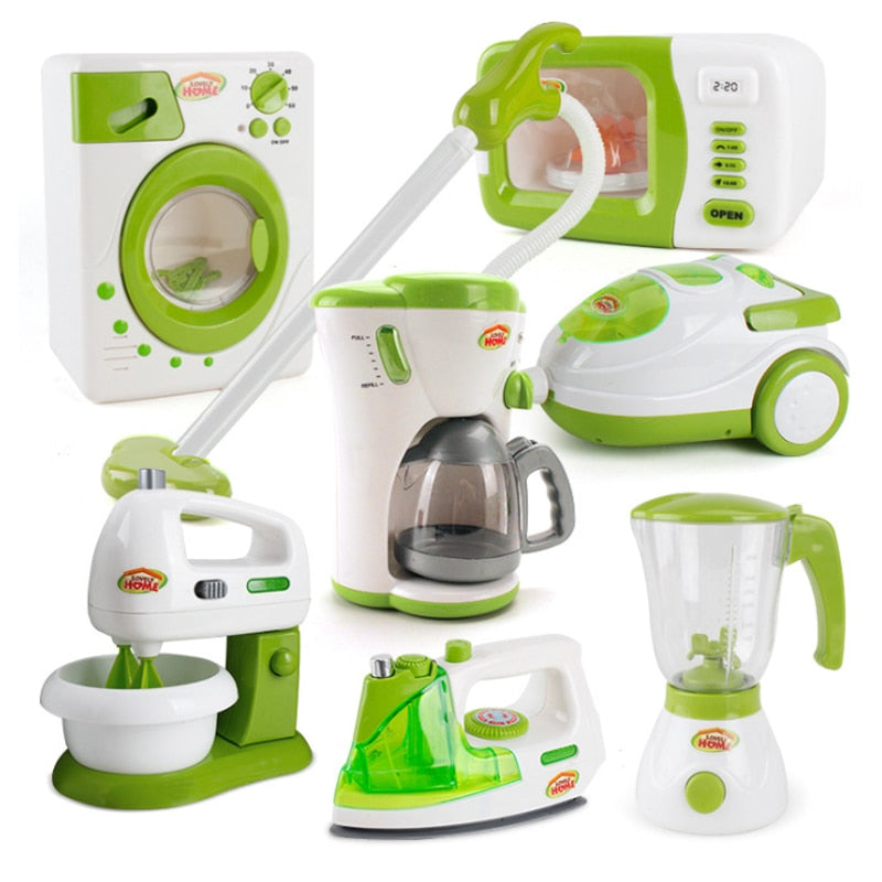 7 Types 1 Set Pretend Play Housekeeping Toy Simulation Vacuum Cleaner  Cleaning Juicer Washing Sewing Machine Mini Clean Up Toy