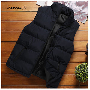 DIMUSI Mens Jacket Sleeveless Vest Winter Fashion Male Cotton-Padded Vest Coats Men Stand Collar Thicken Waistcoats Clothing 5XL