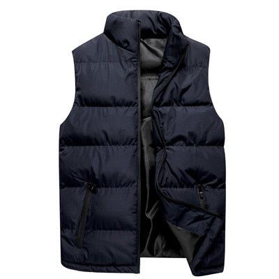 DIMUSI Mens Jacket Sleeveless Vest Winter Fashion Male Cotton-Padded Vest Coats Men Stand Collar Thicken Waistcoats Clothing 5XL