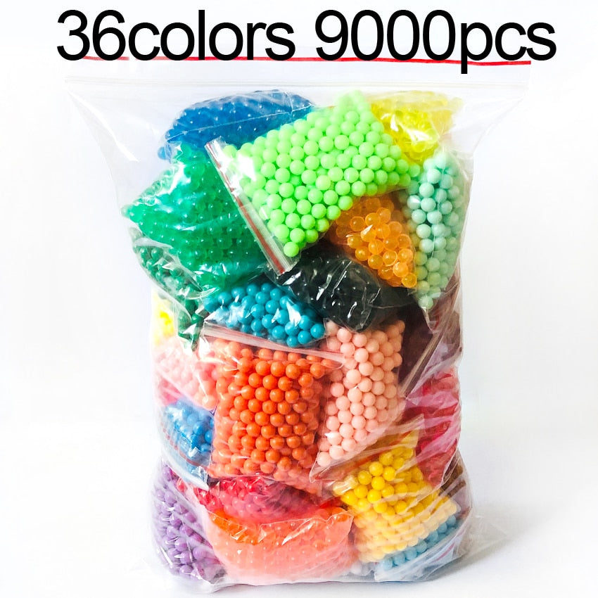 DOLLRYGA 36 colors 9000pcs/bag Pegboard Sticky Water Beads Fuse Jigsaw aqua Puzzle Beadbond Educational Toys DIY Magic Bead lote