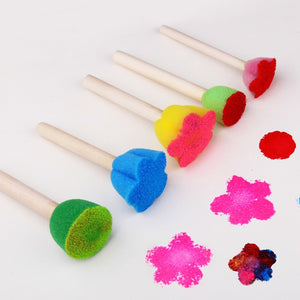 5PCS Children's DIY Painting Tool Color Mini Sponge Brush Seal Opp Bag Packaging Colorful Sponge Wooden Handle Handmade By Baby