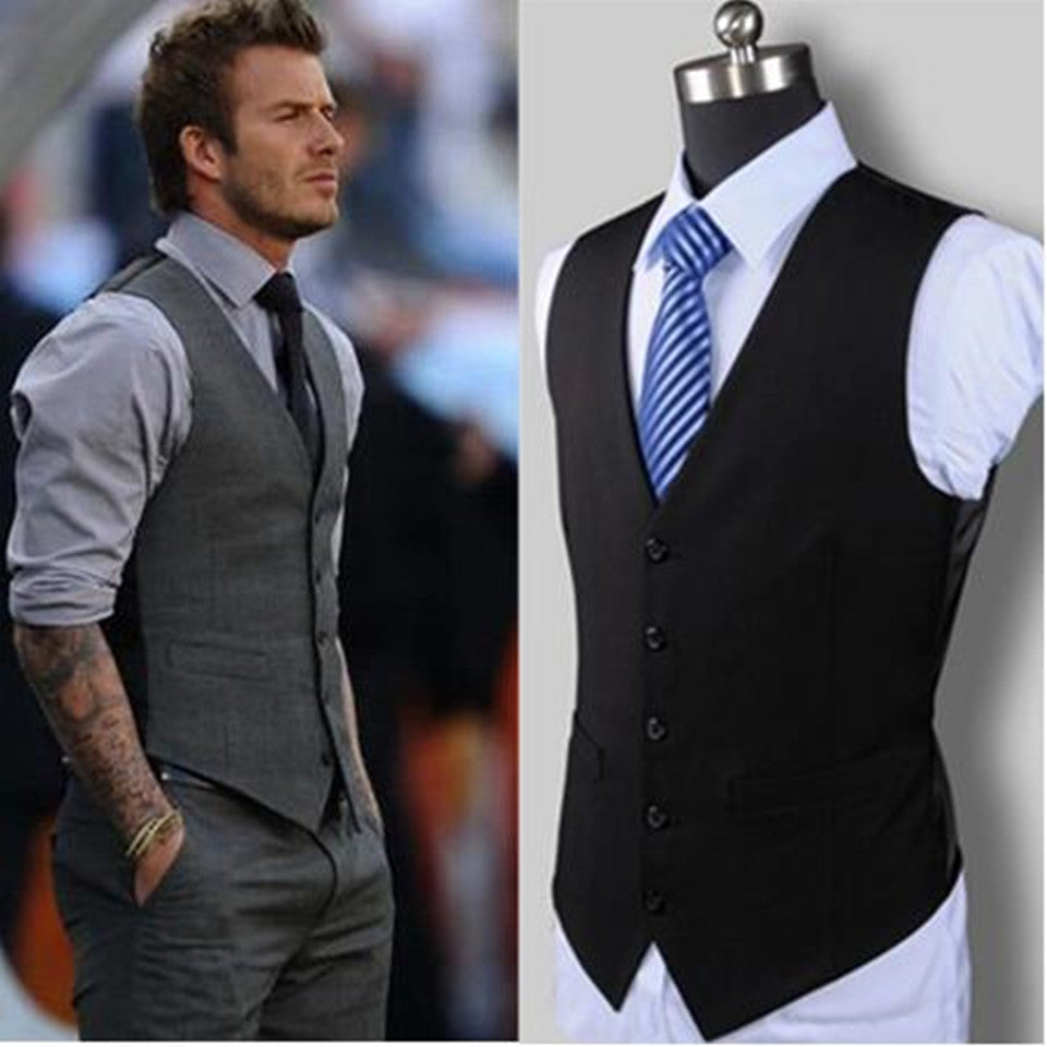 New Wedding High-quality Goods Cotton Men's Fashion Design Suit Vest / Grey Black High-end Men's Business Casual Suit Vest