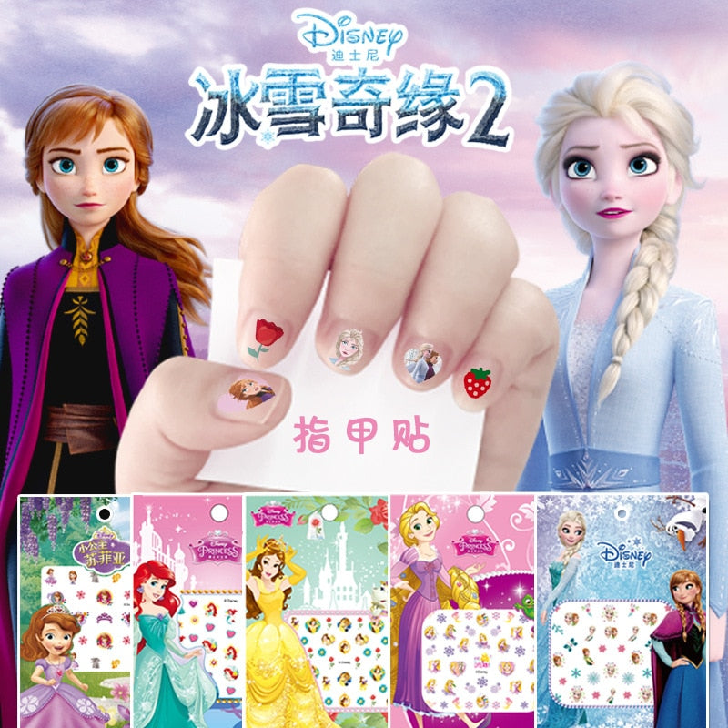 Frozen 2 elsa anna Cartoon Nail Sticker disney princess Sophia Snow White Child Girl Baby Fashion Toys