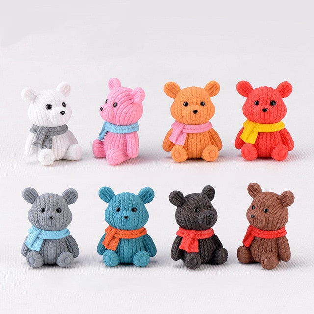 Mini Teddy Resin Bear Accessories Doll House Decoration Miniature Bear Model Dollhouse Toys For Kids Baby Shower Party Toys Gift