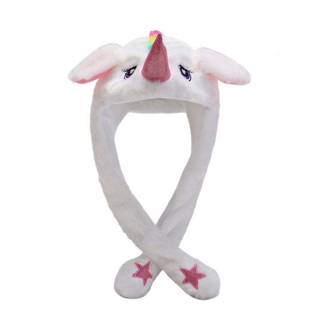 Kocozo Rabbit Hat with Moving Ears Cute Cartoon Toy Hat Airbag Kawaii Funny Toy Cap Kids Plush Toy Birthday Gift  Hat for Girls