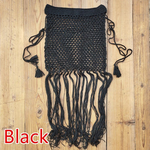 Gypsy Boho Hand Crochet Tassel Skirt, with long fringe Beach Skirt Net Festival clothing