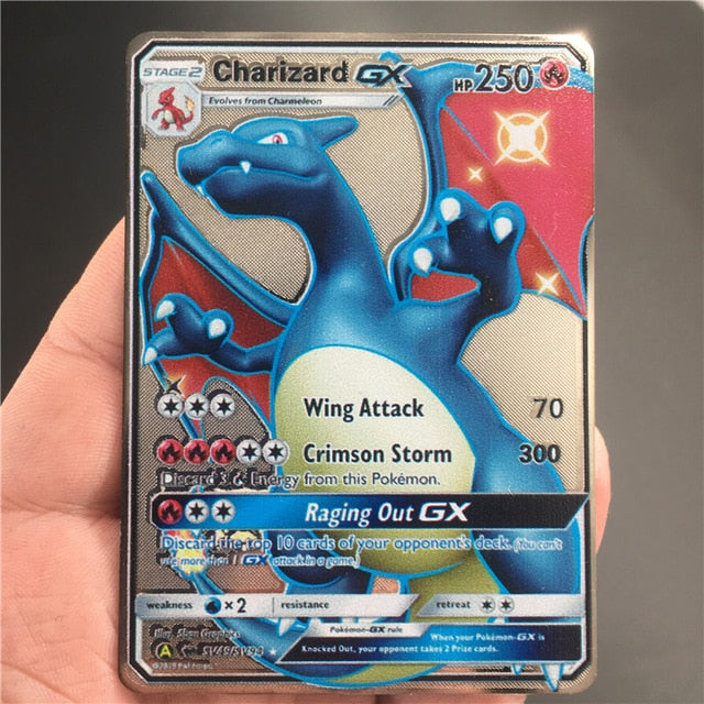 TAKARA TOMY Pokemon Metal Card Game Anime Battle Card Gold Charizard Pikachu Collection Card Action Figure Model Child Toy Gift