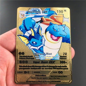 TAKARA TOMY Pokemon Metal Card Game Anime Battle Card Gold Charizard Pikachu Collection Card Action Figure Model Child Toy Gift