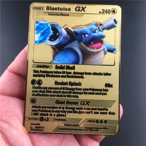 TAKARA TOMY Pokemon Metal Card Game Anime Battle Card Gold Charizard Pikachu Collection Card Action Figure Model Child Toy Gift