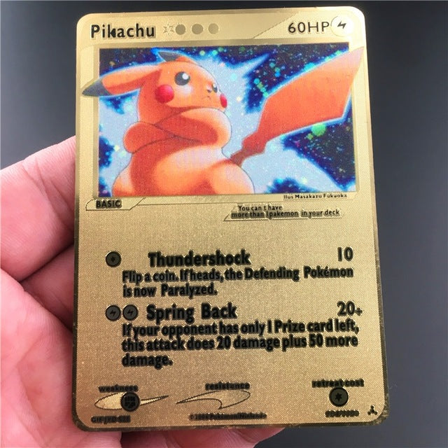 TAKARA TOMY Pokemon Metal Card Game Anime Battle Card Gold Charizard Pikachu Collection Card Action Figure Model Child Toy Gift