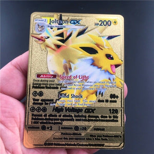 TAKARA TOMY Pokemon Metal Card Game Anime Battle Card Gold Charizard Pikachu Collection Card Action Figure Model Child Toy Gift