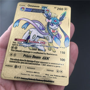 TAKARA TOMY Pokemon Metal Card Game Anime Battle Card Gold Charizard Pikachu Collection Card Action Figure Model Child Toy Gift