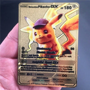 TAKARA TOMY Pokemon Metal Card Game Anime Battle Card Gold Charizard Pikachu Collection Card Action Figure Model Child Toy Gift