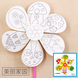 Toys for Children Crafts Kids DIY Painting Graffiti Blank Windmilln Learning Education Toys Montessori Teaching Aids Toy