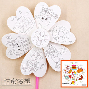 Toys for Children Crafts Kids DIY Painting Graffiti Blank Windmilln Learning Education Toys Montessori Teaching Aids Toy