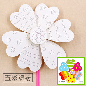 Toys for Children Crafts Kids DIY Painting Graffiti Blank Windmilln Learning Education Toys Montessori Teaching Aids Toy