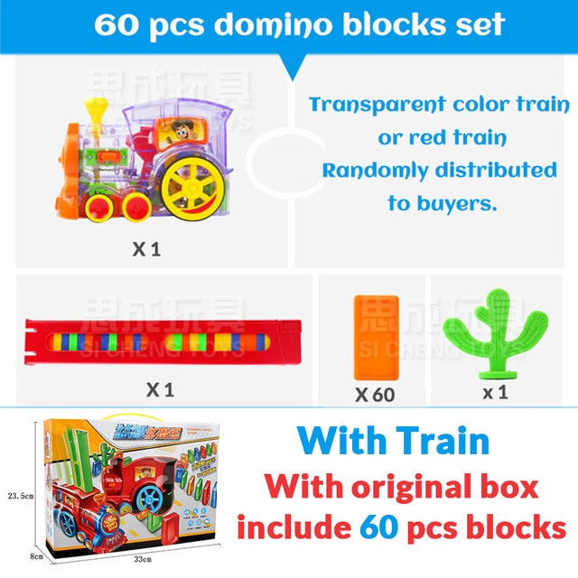 Automatic Laying Domino Brick Train Car Set sound light kids Colorful Plastic Dominoes Blocks Game Toys Set Gift for Girl boys