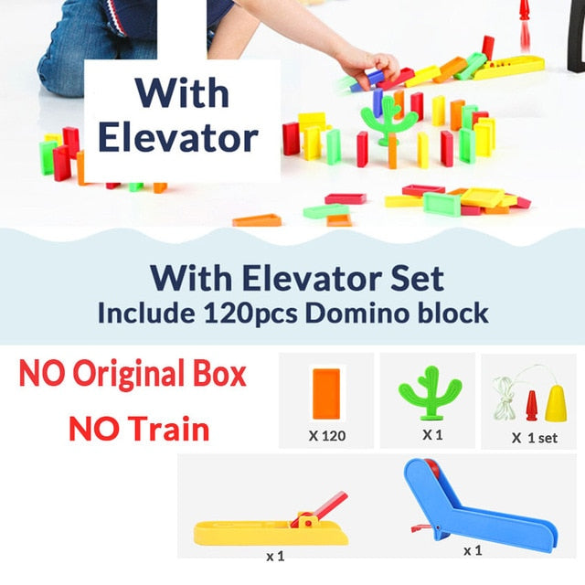 Automatic Laying Domino Brick Train Car Set sound light kids Colorful Plastic Dominoes Blocks Game Toys Set Gift for Girl boys