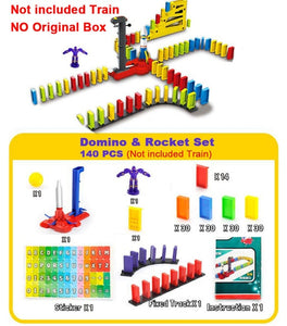 Automatic Laying Domino Brick Train Car Set sound light kids Colorful Plastic Dominoes Blocks Game Toys Set Gift for Girl boys