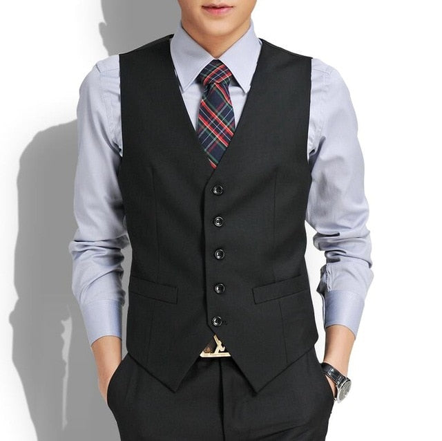 New Wedding High-quality Goods Cotton Men's Fashion Design Suit Vest / Grey Black High-end Men's Business Casual Suit Vest