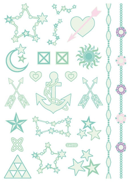 BalleenShiny Luminous Tattoos Glow In The Dark Children's Temporary Tattoos Kids Christmas Fluorescent Waterproof Cute Stickers