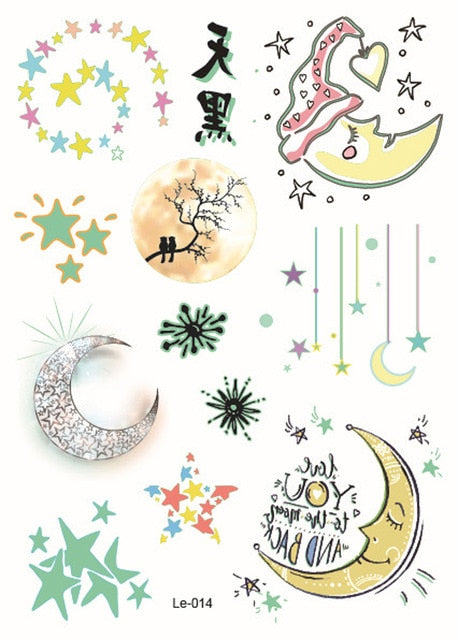 BalleenShiny Luminous Tattoos Glow In The Dark Children's Temporary Tattoos Kids Christmas Fluorescent Waterproof Cute Stickers