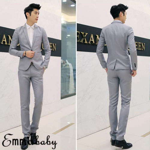 Stylish Men's Casual Slim Fit Formal One Button Suit Blazer Coat Jacket Tops New Plus Size