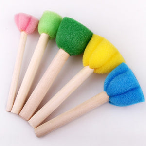 5PCS Children's DIY Painting Tool Color Mini Sponge Brush Seal Opp Bag Packaging Colorful Sponge Wooden Handle Handmade By Baby