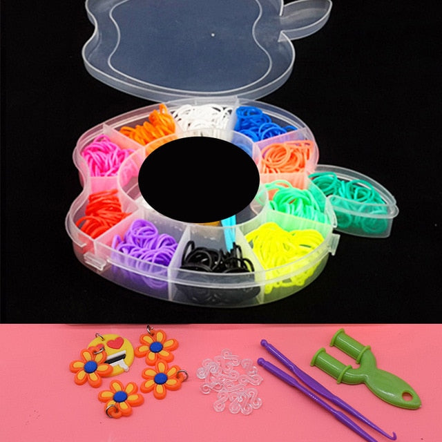 600pcs rubber loom bands girl gift for children elastic band for weaving lacing bracelet toy gum for bracelets diy material set