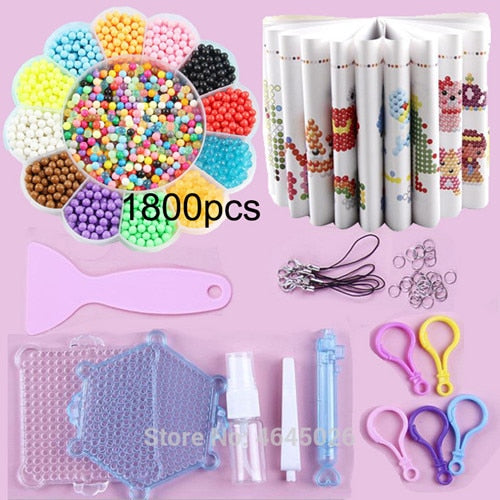 Fuse Beads Magic Water Creative Beads DIY set Pegboard Kit Craft Girls Gift kids toys for Children 8 10 years Pen Tweezer Tool