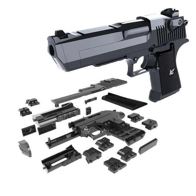DIY Military Gun Handgun Pistol Desert Eagle Collection Model Can fire Building Blocks Toys For Kids Boys Gifts not Weapon