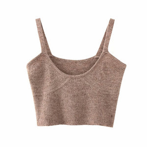 Aachoae 2020 Spring Fashion Knitted Sweater Vest Women Sexy Sleeveless Sweater Tunic Chic Spaghetti Strap Casual Solid Crop Top