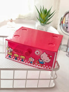 Lovely My Melody Twins Stars Storage Cabinet Drawer Cosmetics Makeup Stationery Organizer Plastic Organiser Drawers Storage Box