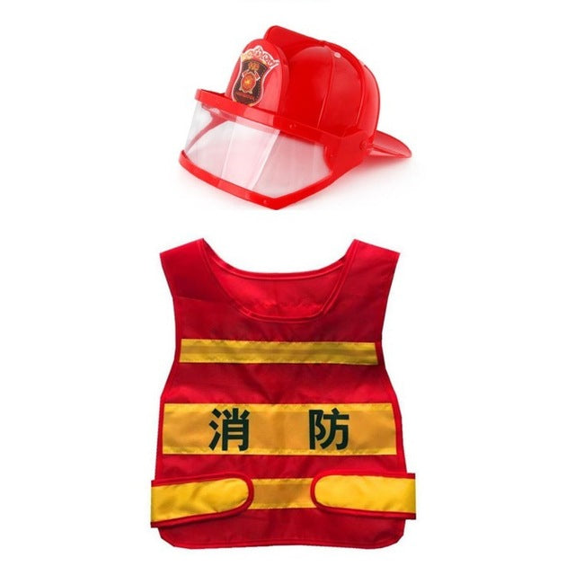 Children Toys Firefighter Clothing Fireman Vest Helmet Water Gun Hydrant Fire Extinguisher Intercom Toys Set Role Play Accessori