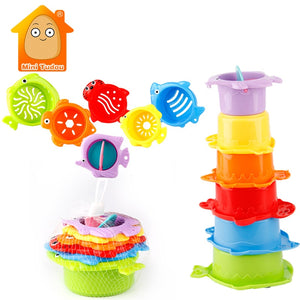 Kids Toy Baby Stacking Cups Funny Toys For Boy Girl Kid Baby Rainbow Tower Ring Stacking Stack Up Nest Children Education