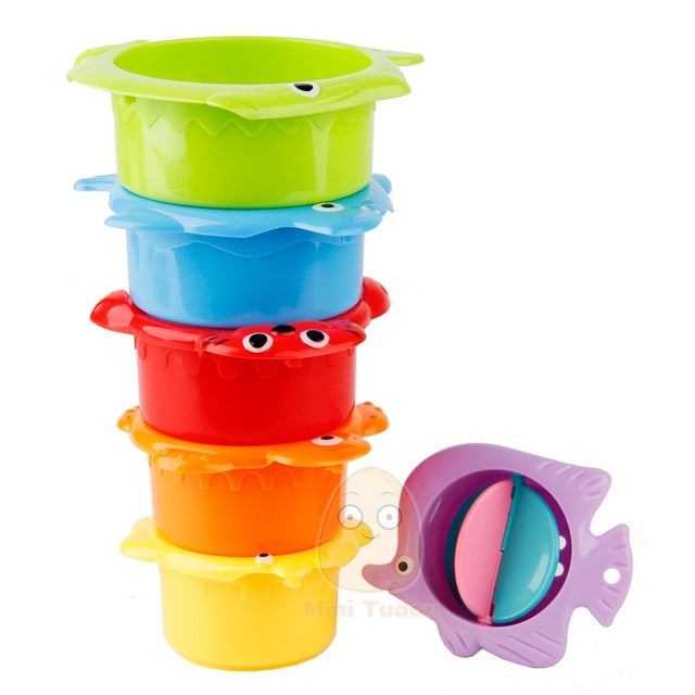 Kids Toy Baby Stacking Cups Funny Toys For Boy Girl Kid Baby Rainbow Tower Ring Stacking Stack Up Nest Children Education