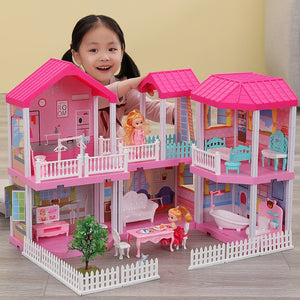 Girls Pretend Toy Handmade Doll house Castle DIY House Toy Miniature Dollhouse Birthday Gifts Educational Toys Doll Villa Girl