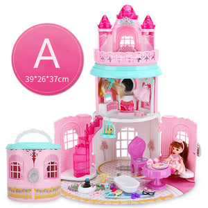 Girls Pretend Toy Handmade Doll house Castle DIY House Toy Miniature Dollhouse Birthday Gifts Educational Toys Doll Villa Girl