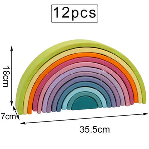 Baby Toys 12Pcs Rainbow Blocks Kids Large Creative Rainbow Building Blocks Wooden Toys for kids Montessori Educational Toy