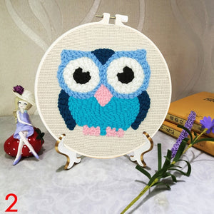 Creative DIY Embroidery Kits Cartoon Hand 3D Landscape poke Stitching with Hoop or frame Needlework Modern Adults Craft Sewing