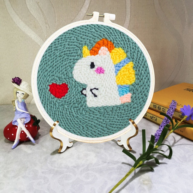 Creative DIY Embroidery Kits Cartoon Hand 3D Landscape poke Stitching with Hoop or frame Needlework Modern Adults Craft Sewing