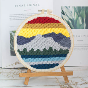 Creative DIY Embroidery Kits Cartoon Hand 3D Landscape poke Stitching with Hoop or frame Needlework Modern Adults Craft Sewing