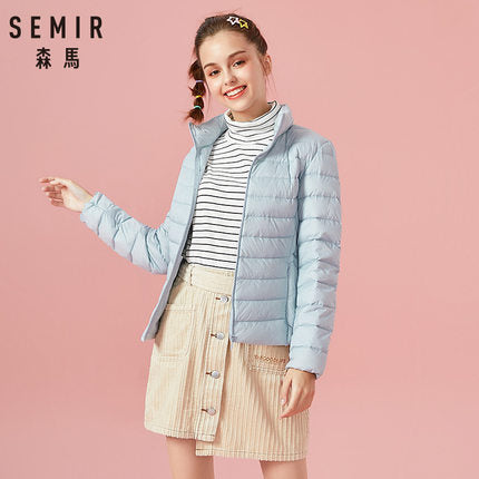 SEMIR 2019 Down Winter Jacket Women Cotton Short Jackets New Down Padded Hooded Warm Autumn Slim Coat Female Casual Tops