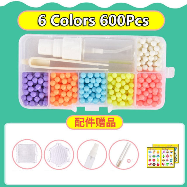 6 Colors 600PCS Water Beads Spray Animal Magic Beads Kit Balls Beads Puzzle Game Fun DIY 3D Puzzle Educational Toys For children