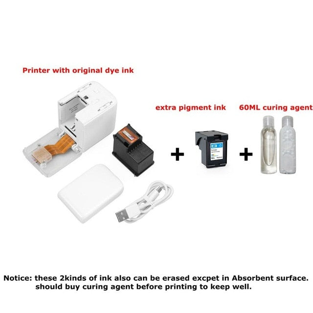 Handheld Mobile Printer Paperless Multi-surface tattoo photo logo pattern bar code mbrush Portable MINI Color Printer