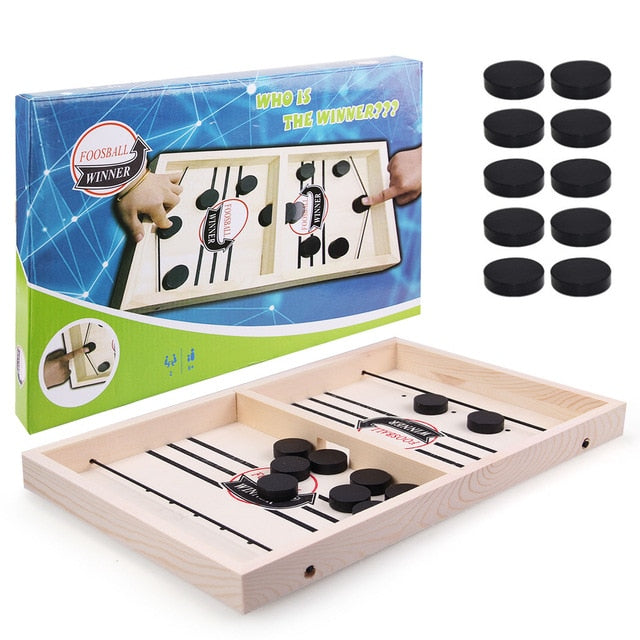 Funny Wooden Fast Sling Puck Slingpuck Table Board Game Parent-child Interactive Kids Toys Portable Table Games for Family Adult