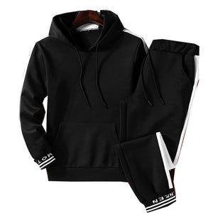 Sets Tracksuit Men Autumn Winter Hooded Sweatshirt Drawstring Outfit Sportswear 2019 Male Suit Pullover Two Piece Set Casual