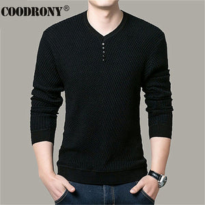 COODRONY Sweater Men Casual V-Neck Pullover Men Autumn Slim Fit Long Sleeve Shirt Mens Sweaters Knitted Cashmere Wool Pull Homme