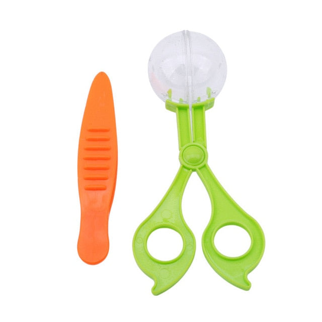 New Nature Exploration Toy Kit Kids Plant Insect Study Tool - Plastic Scissor Clamp Tweezers Inset Round Head Scissors Clamp Toy